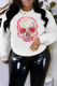 White Street Daily Print Skull Patchwork O Neck Tops