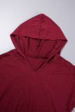 Purple Casual Solid Basic Hooded Collar Long Sleeve Two Pieces