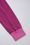 Purple Casual Solid Basic Hooded Collar Long Sleeve Two Pieces