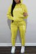 Yellow Casual Print Letter Hooded Collar Long Sleeve Two Pieces
