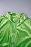 Red Casual Sportswear Solid Patchwork Draw String Zipper Zipper Collar Long Sleeve Two Pieces