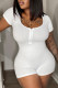 White Casual Solid Patchwork U Neck Skinny Romper