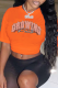 Orange Casual Street Print Patchwork Letter O Neck T-Shirts