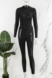 Black Casual Solid Patchwork See-through Half A Turtleneck Long Sleeve Two Pieces