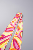 Pink Sexy Print Backless Halter Sleeveless Dress Dresses