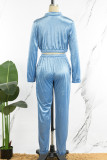 Red Casual Sportswear Solid Patchwork Draw String Zipper Zipper Collar Long Sleeve Two Pieces