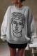 Grey Casual Embroidery Basic O Neck Tops