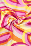 Pink Sexy Print Backless Halter Sleeveless Dress Dresses