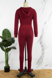 Purple Casual Solid Basic Hooded Collar Long Sleeve Two Pieces