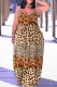 Light Brown Sexy Casual Print Backless Spaghetti Strap Long Dress Dresses
