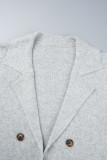 Burgundy Casual Solid Cardigan Turndown Collar Outerwear