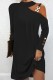 Black Casual Solid Hollowed Out O Neck Long Sleeve Dresses