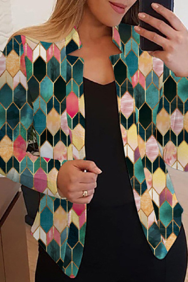 Colour Casual Print Cardigan Outerwear