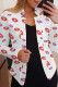 White Red Casual Print Cardigan Outerwear