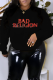 Black Daily Vintage Print Patchwork Letter O Neck Tops