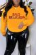 Yellow Daily Vintage Print Patchwork Letter O Neck Tops