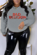 Dark Gray Daily Vintage Print Patchwork Letter O Neck Tops