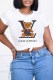 White Casual Print Letter O Neck T-Shirts