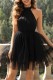 Black Sexy Casual Solid Bandage Backless Halter Sleeveless Dress Dresses