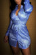 Blue Street Solid Turndown Collar Wrapped Skirt Dresses