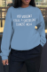 Gray Blue Casual Street Print Patchwork O Neck Tops