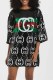 Black Street Letter Sequins Patchwork O Neck Straight Dresses