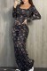 Black Brown Casual Print Letter U Neck Long Sleeve Two Pieces