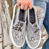 Grey Casual Daily Patchwork Printing Round Comfortable Out Door Flats Shoes