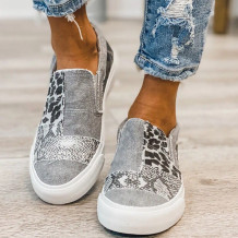 Grey Casual Daily Patchwork Printing Round Comfortable Out Door Flats Shoes