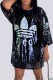 Black Street Letter Sequins Patchwork O Neck Straight Dresses