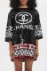 Black Street Letter Sequins Patchwork O Neck Straight Dresses