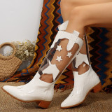 White Casual Patchwork See-through Pointed Out Door Shoes