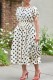 Cream White Casual Dot Print Patchwork O Neck Short Sleeve Dress Dresses