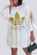 White Street Letter Sequins Patchwork O Neck Straight Dresses