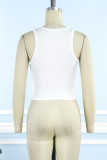 White Street Print Patchwork Vests O Neck Tops