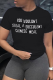 Black Casual Basis Print Letter O Neck T-Shirts