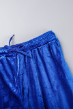 Red Casual Sportswear Solid Patchwork Draw String Zipper Zipper Collar Long Sleeve Two Pieces