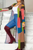 Pink Casual Color Block Patchwork Outerwear