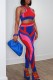 Red Blue Casual Print Vests Pants O Neck Sleeveless Two Pieces