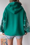Green Casual Print Patchwork Zipper Hooded Collar Outerwear