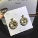 White Gold Street Letter Pearl Rhinestone Earrings