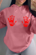 Pink Daily Vintage Print Draw String Hooded Collar Tops