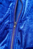 Red Casual Sportswear Solid Patchwork Draw String Zipper Zipper Collar Long Sleeve Two Pieces