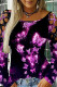 Black Pink Casual Print Hollowed Out O Neck Tops