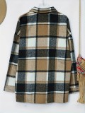 Grey Casual Plaid Buttons Shirt Collar Outerwear (Subject To The Actual Object)