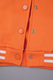 Orange Casual Solid Patchwork Outerwear