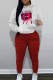 Red Casual Print Basic Hooded Collar Long Sleeve Two Pieces