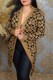 Brown Casual Animal Letter Cardigan Collar Tops