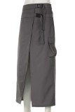 Grey Casual Solid Patchwork Slit Skinny High Waist Conventional Solid Color Skirts