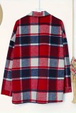 Red Casual Plaid Buttons Shirt Collar Outerwear (Subject To The Actual Object)